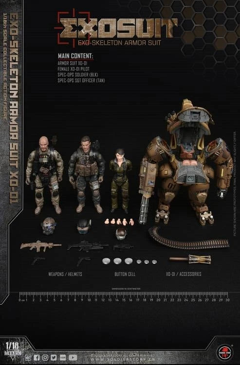 Soldier Story Future Series EXO-Skeleton Armor Suit XO-01 1/18 Scale Figure Set