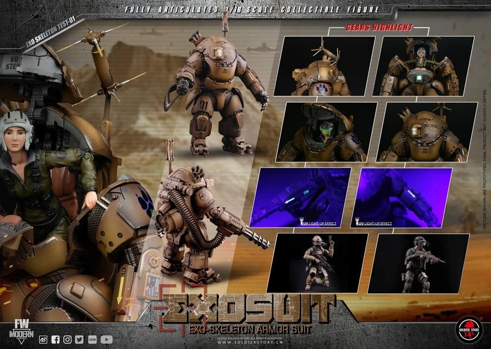 Soldier Story Future Series EXO-Skeleton Armor Suit XO-01 1/18 Scale Figure Set