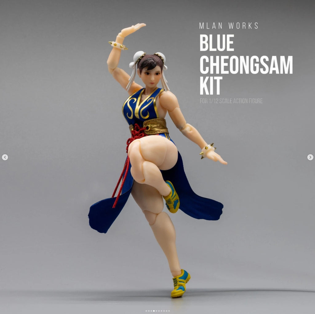 Mlan Works Blue Cheongsam Costume Kit for 1/12 Scale Action Figures