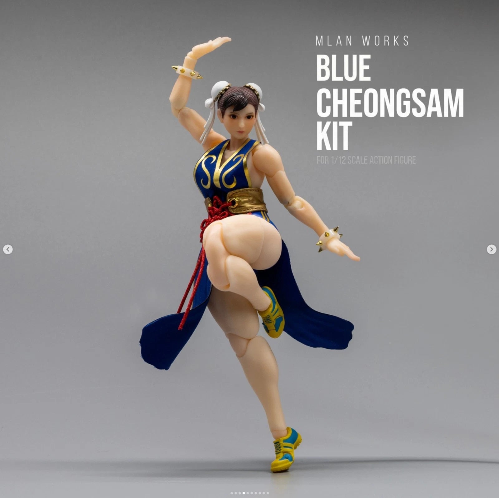Mlan Works Blue Cheongsam Costume Kit for 1/12 Scale Action Figures