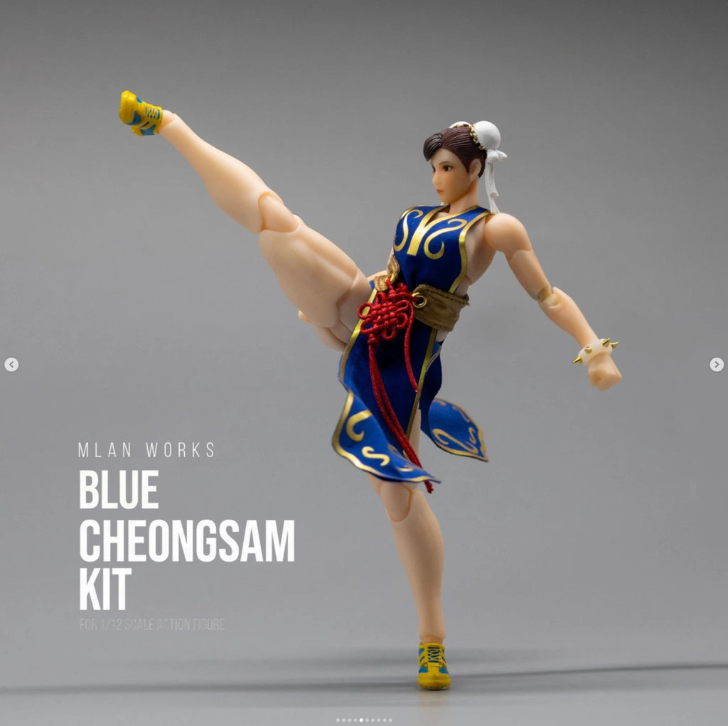 Mlan Works Blue Cheongsam Costume Kit for 1/12 Scale Action Figures