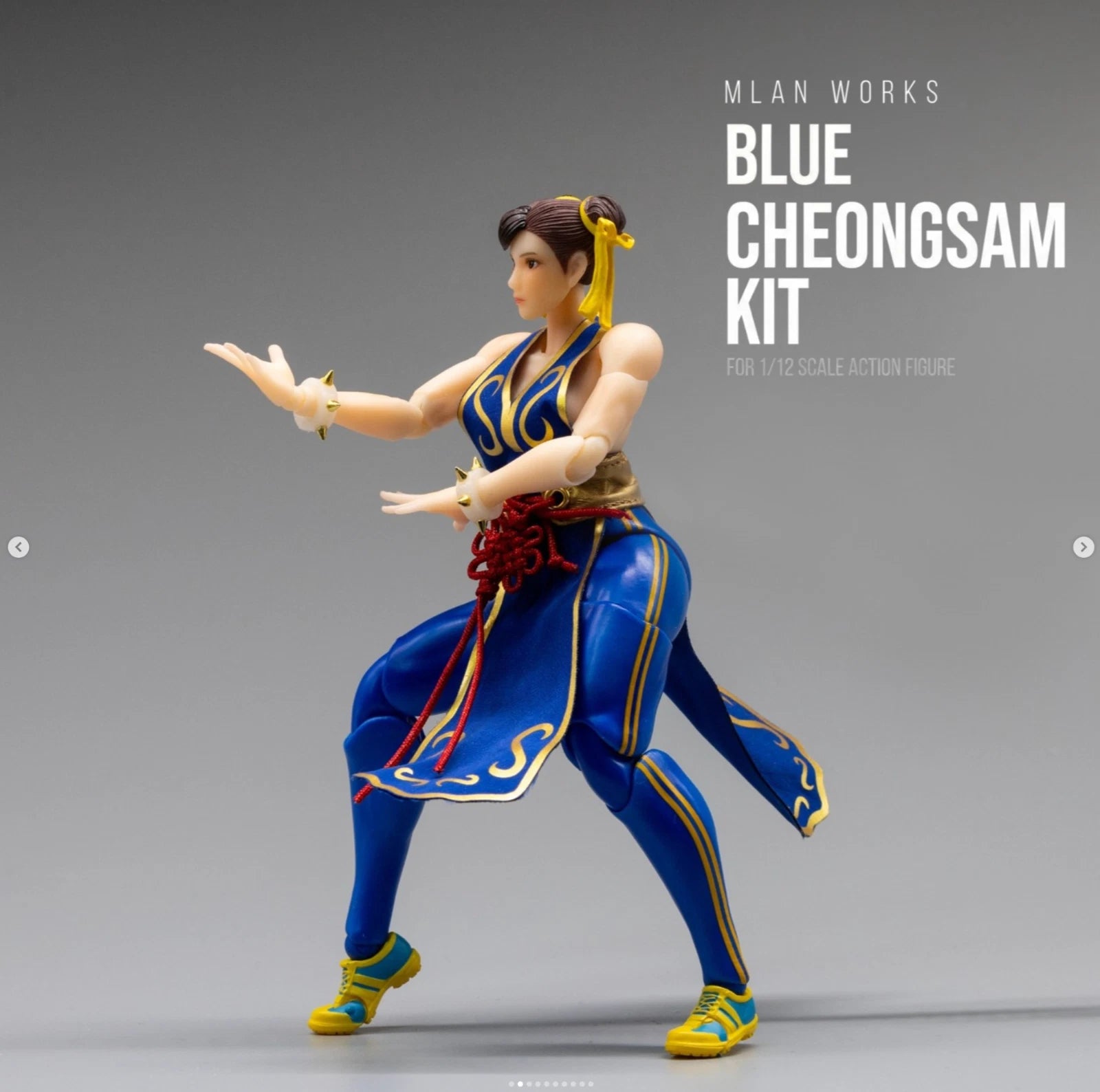 Mlan Works Blue Cheongsam Costume Kit for 1/12 Scale Action Figures
