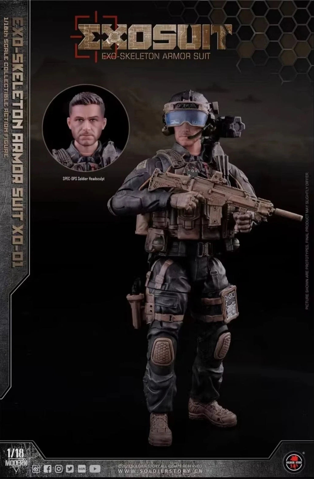 Soldier Story Future Series EXO-Skeleton Armor Suit XO-01 1/18 Scale Figure Set
