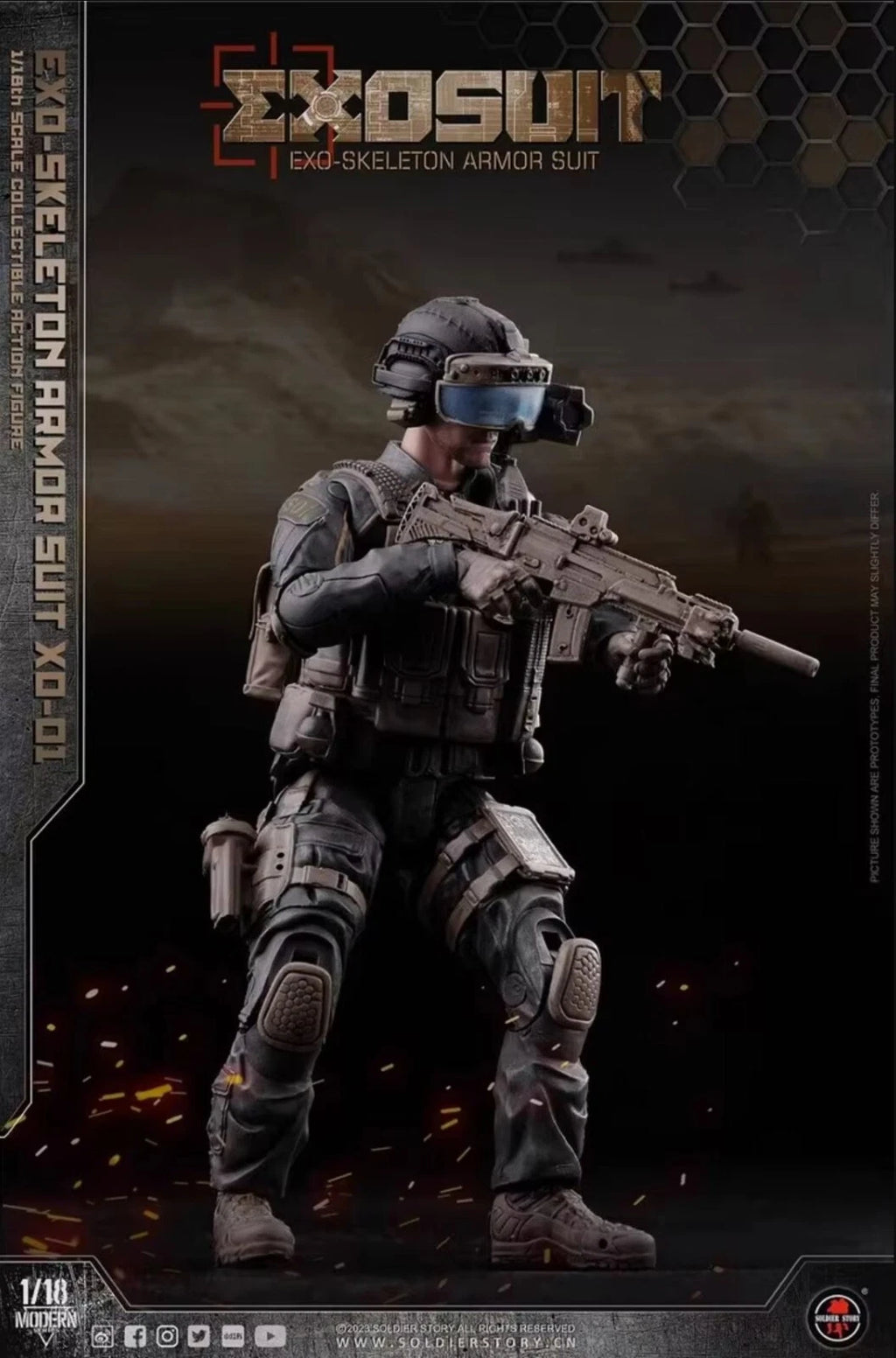 Soldier Story Future Series EXO-Skeleton Armor Suit XO-01 1/18 Scale Figure Set