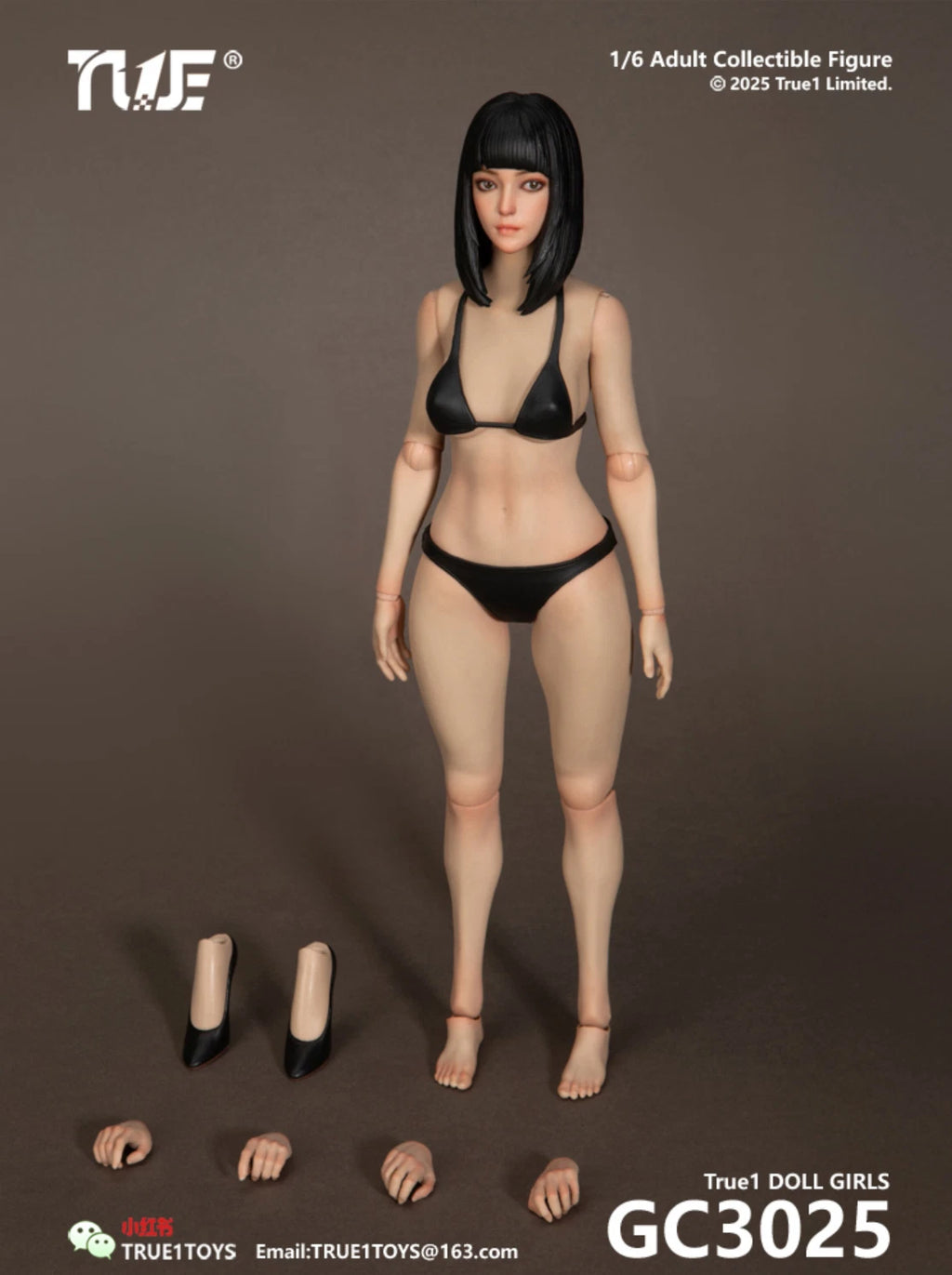 True1 Toys female figure GC3025B tan skin 1/16 scale action figure