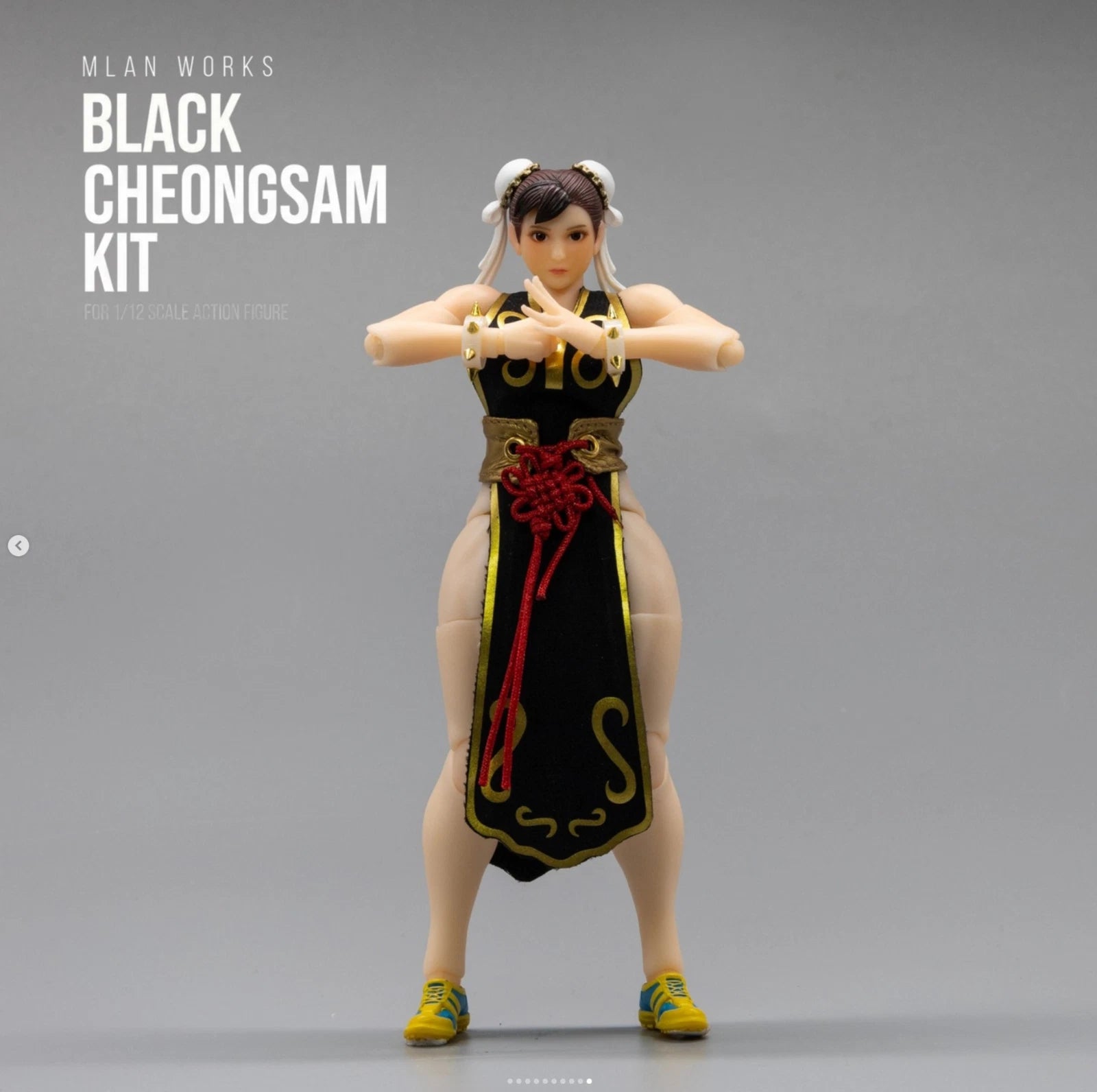 Mlan Works Black Cheongsam Costume Kit for 1/12 Scale Action Figures