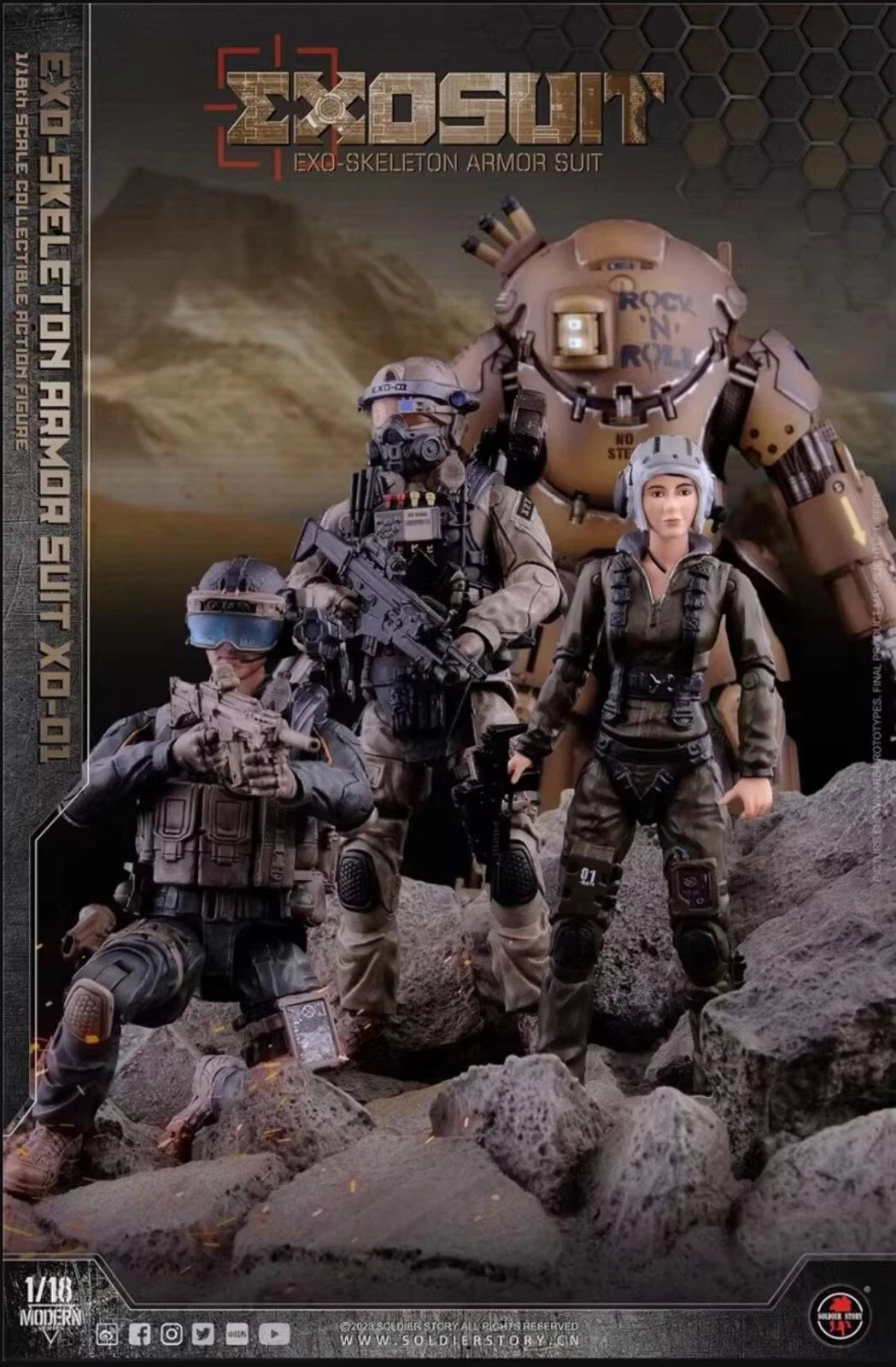 Soldier Story Future Series EXO-Skeleton Armor Suit XO-01 1/18 Scale Figure Set